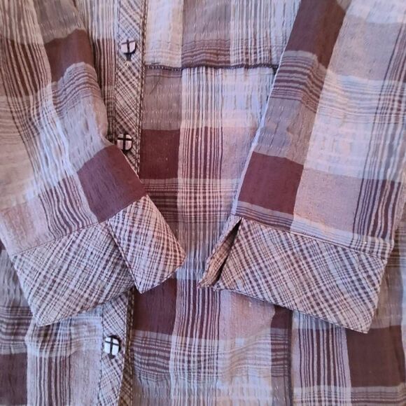 Habitat Womens Button Front Blue Black Plaid Tunic Small - Picture 6 of 15